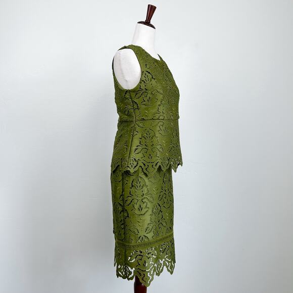 Ann Taylor Green Lace Sleeveless Peplum Two-Piece Set - Picture 7 of 13
